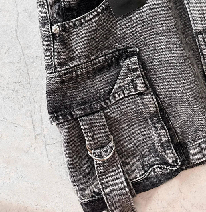 Women's Multi-Pocket Denim A-Line Mini Skirt, view 6 - Elena Harper