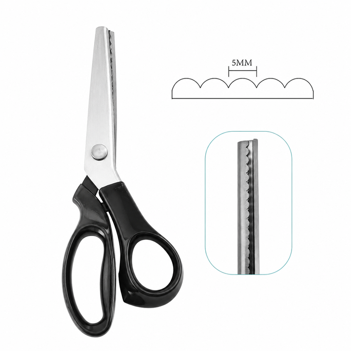 Zigzag Pinking Shears with Spring Mechanism – Sewing Scissors for Edge Finishing