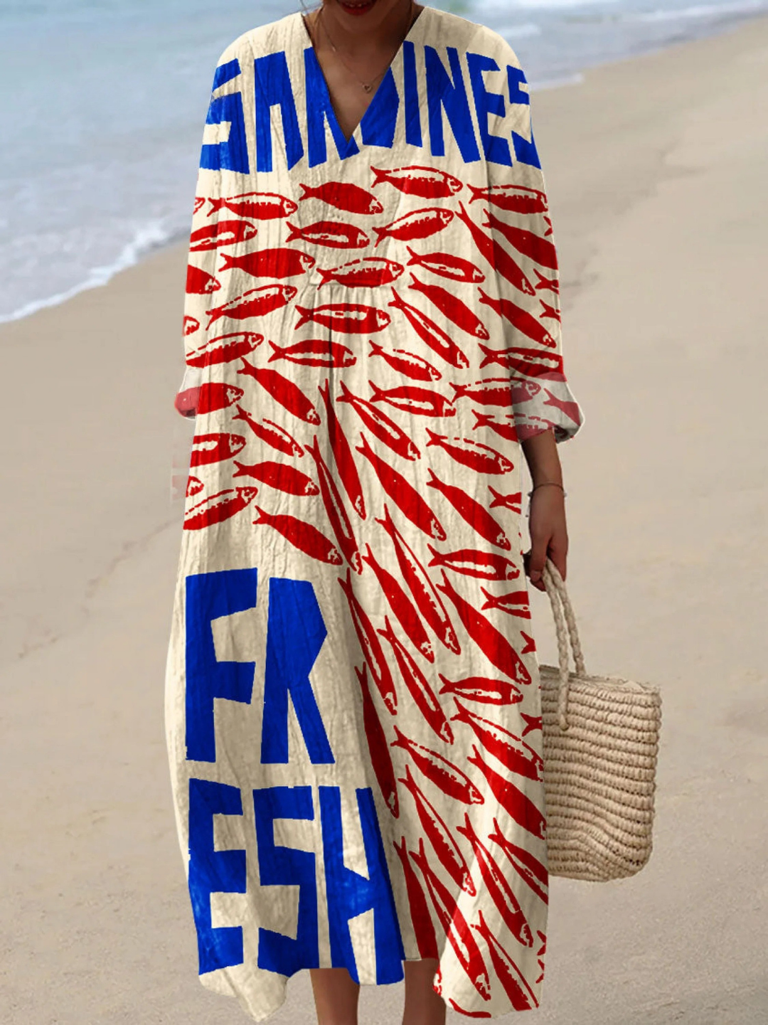 Fish Sardines Art Print Dress, view 2 - Elena Harper