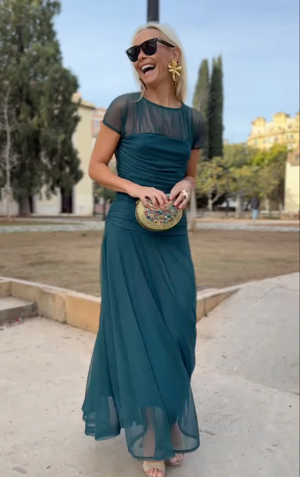 Elegant Long Chiffon Dress for Women - Delphine