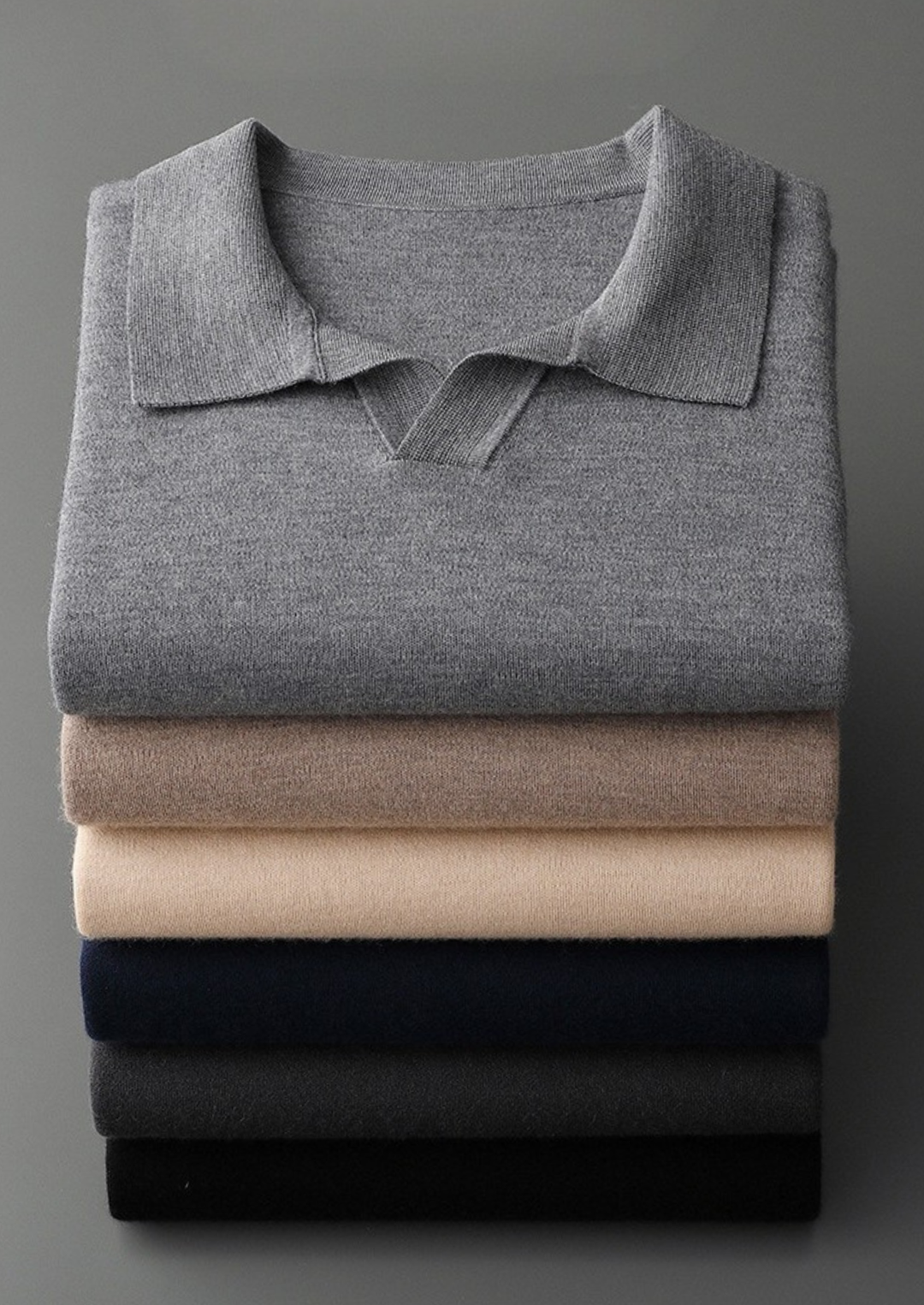 Emma & Rose cashmere buttonless sweater polo — premium knitwear