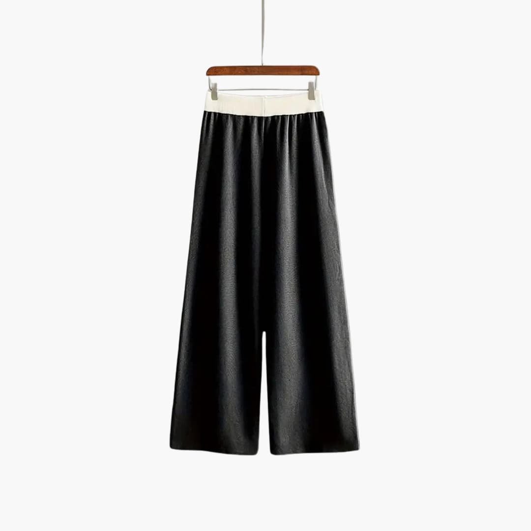 Nora | Modern V-Neck Knit Set with Wide Pants