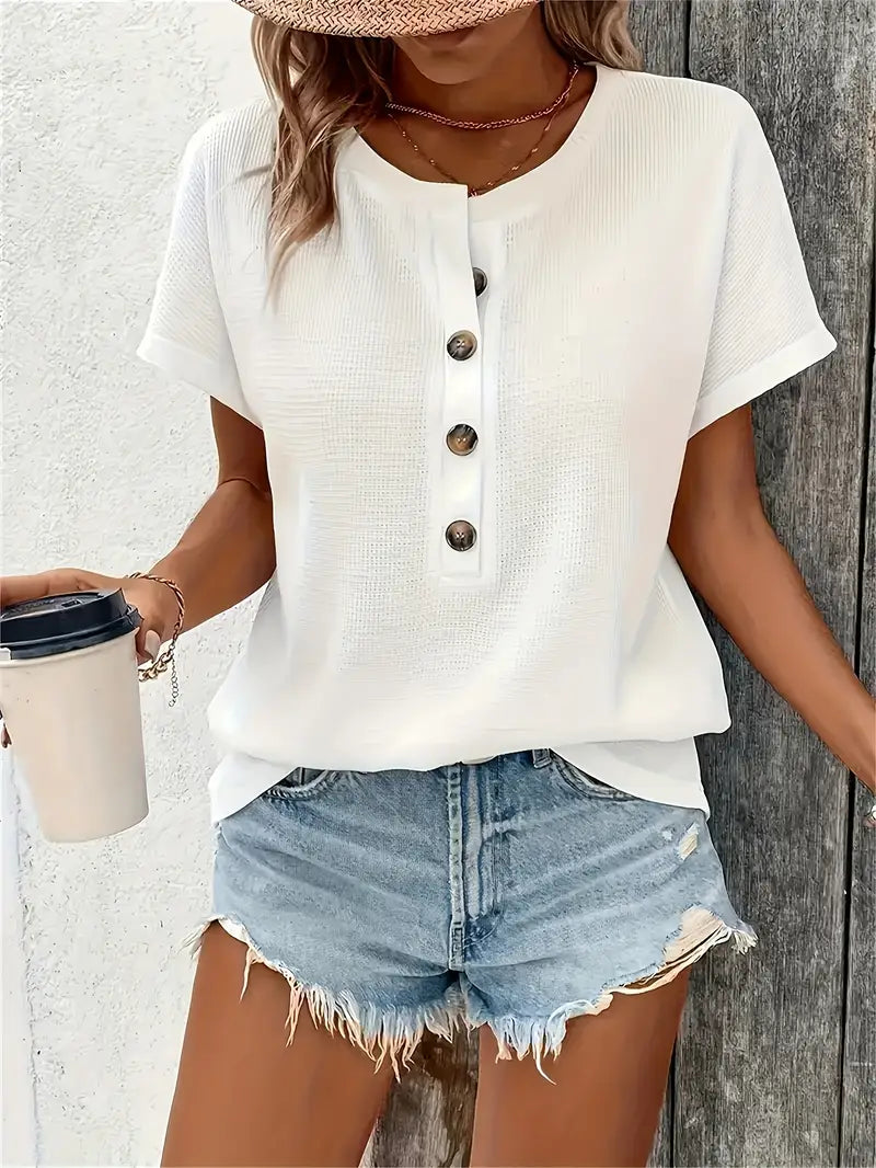 Marylou - Casual Crew Neck Short Sleeve Top