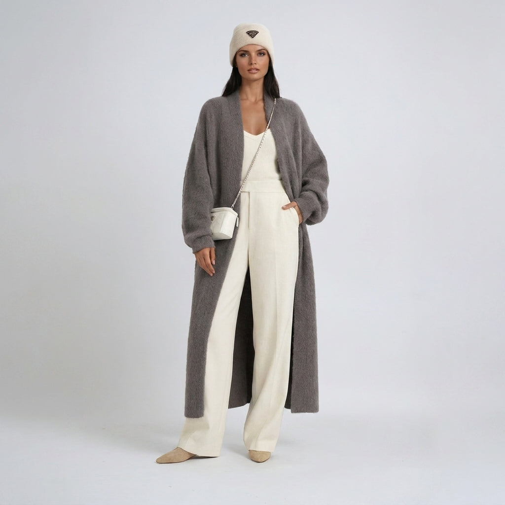 Long Open Knit Cardigan Longline
