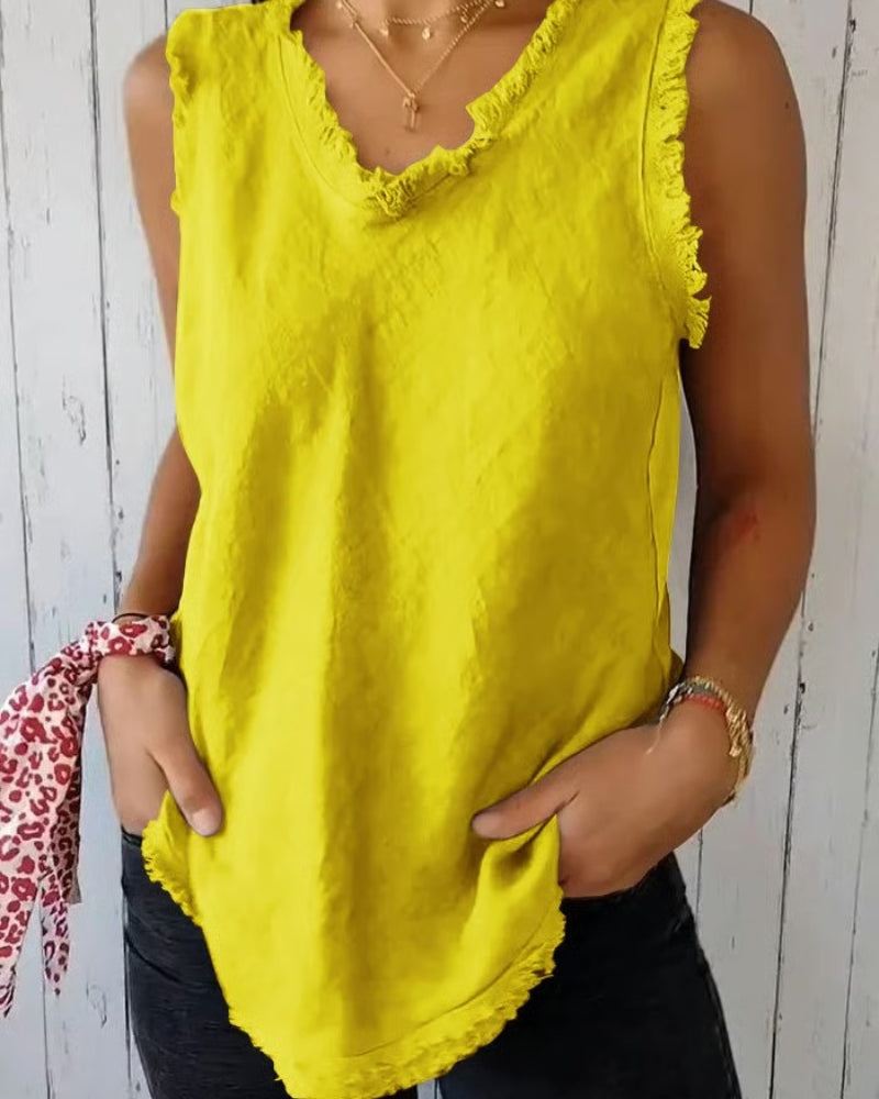 AMARAN - COTTON AND LINEN SLEEVELESS TOP