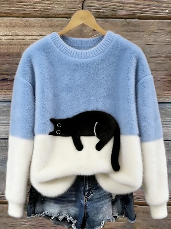 Paula™ | Soft Oversized Sweater with Cat Print