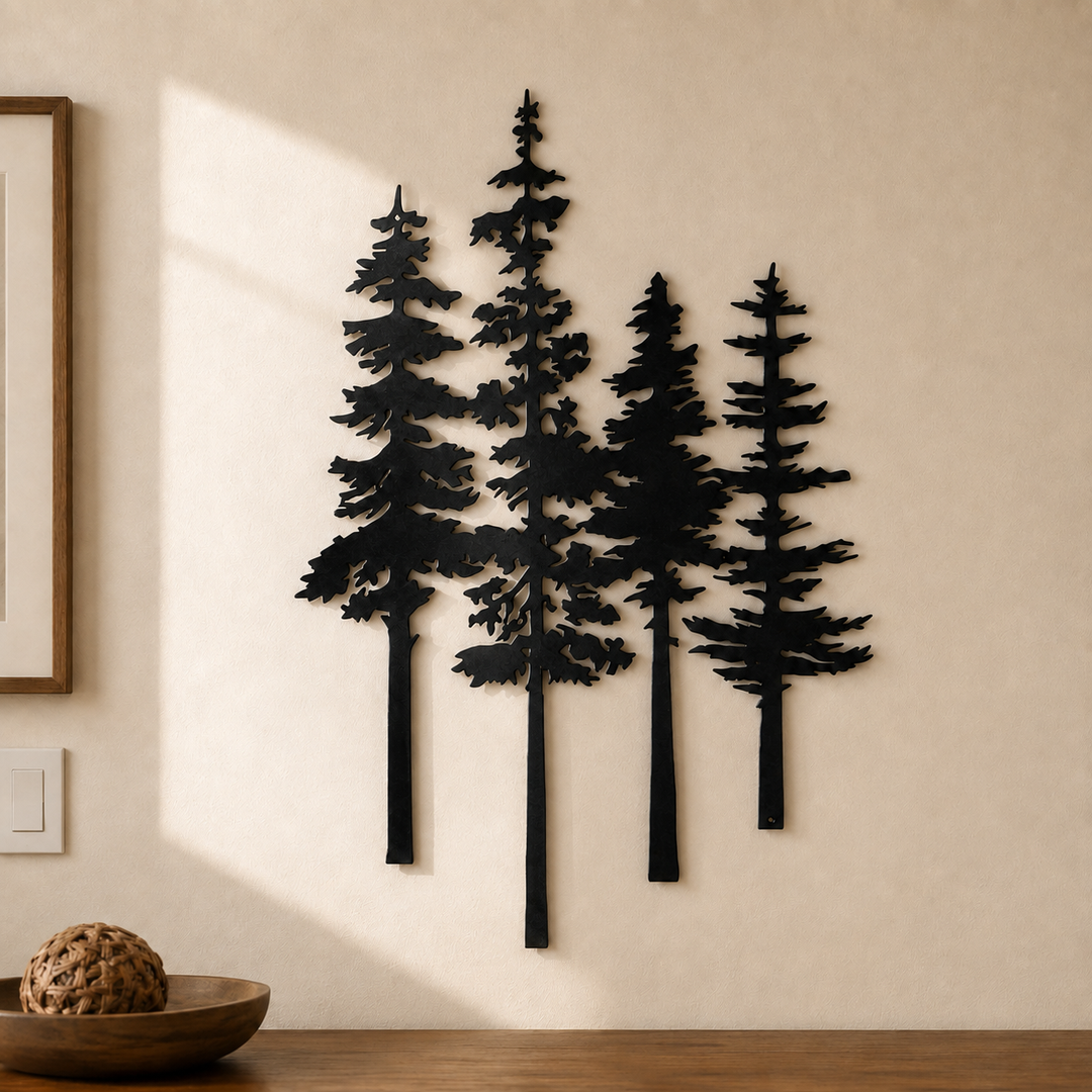 Duskgrove Dimensional Pine Trees Metal Wall Art - Elena Harper