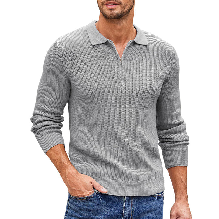 Men's Ribbed Zip Polo Jumper – Hambledon