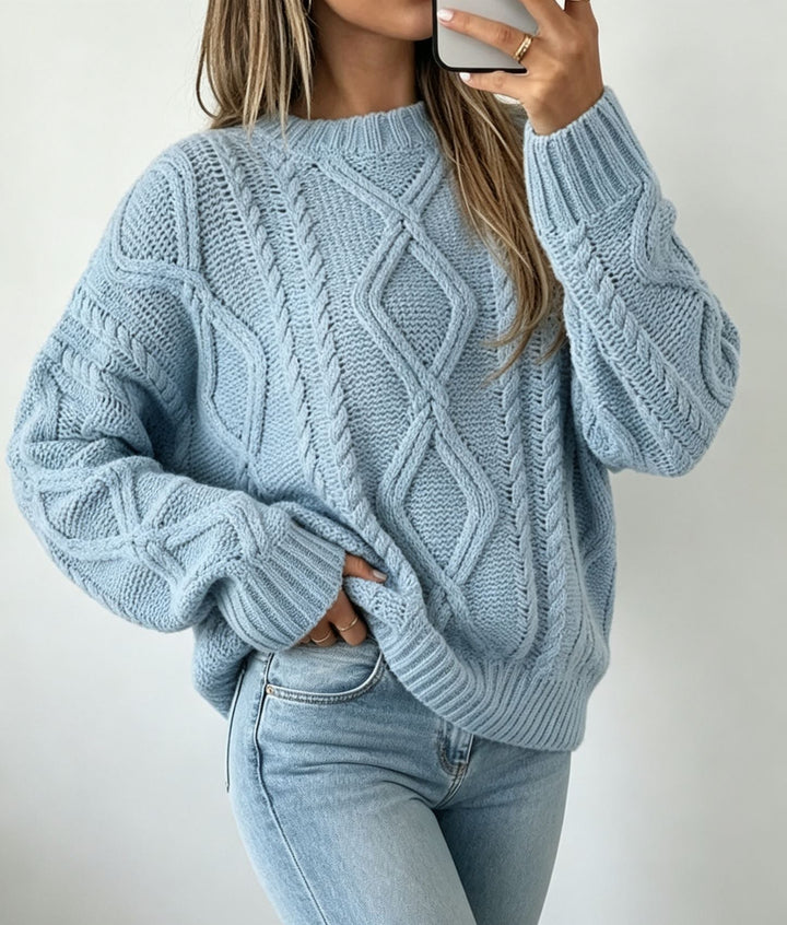Women's Round Neck Loose Fit Sweater - Soft and Casual