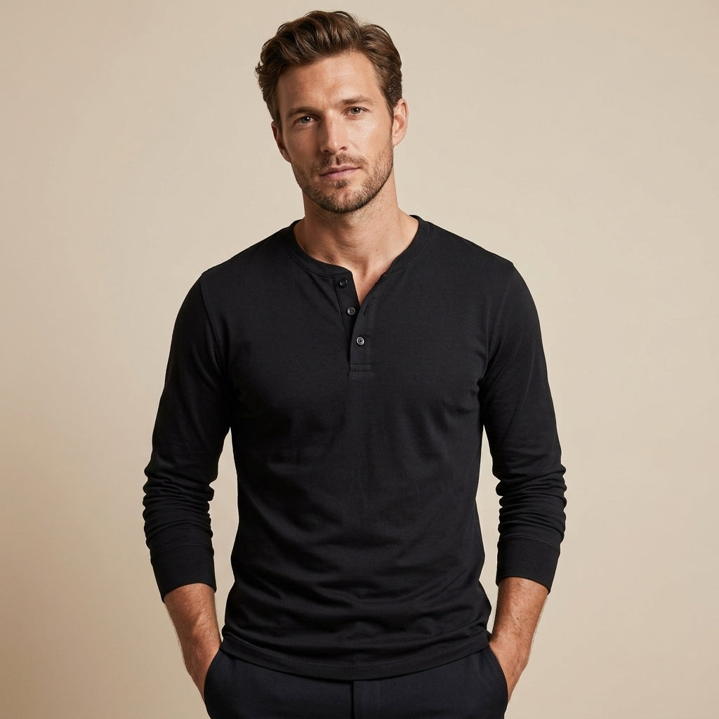 MEN'S LONG SLEEVE HENLEY SHIRT
