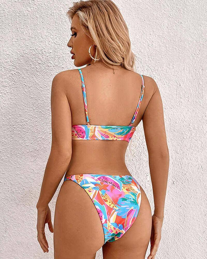 Tropical Print Bikini Set, view 3 - Elena Harper