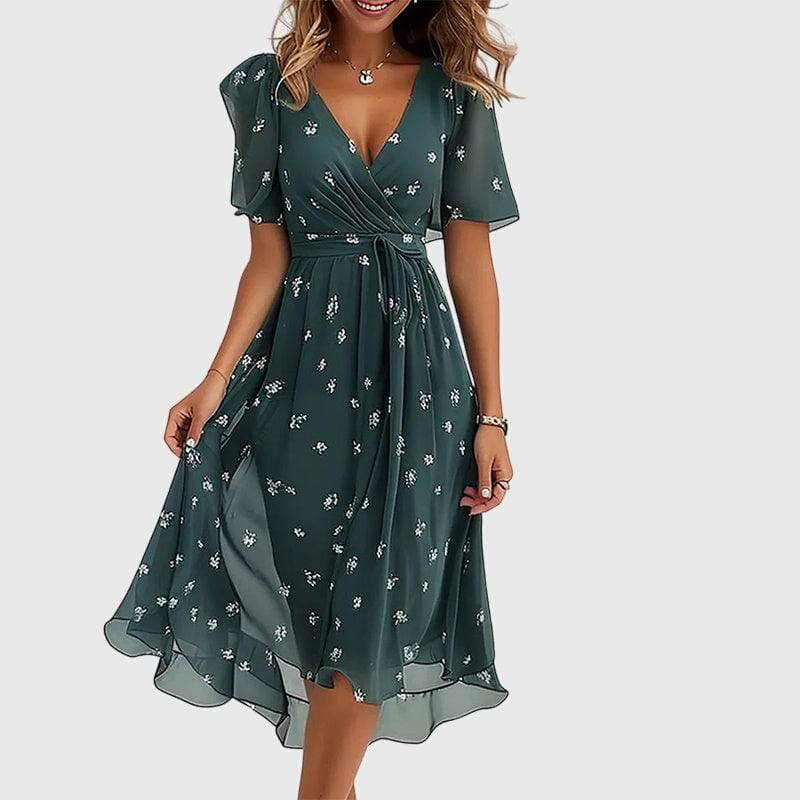 Elegant Emma & Rose Cape Town Catalina™ chic midi dress with a stylish silhouette and intricate fabric details.