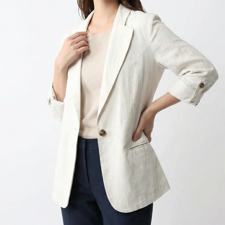 Alena Elegant and Airy Linen Blazer - Elena Harper