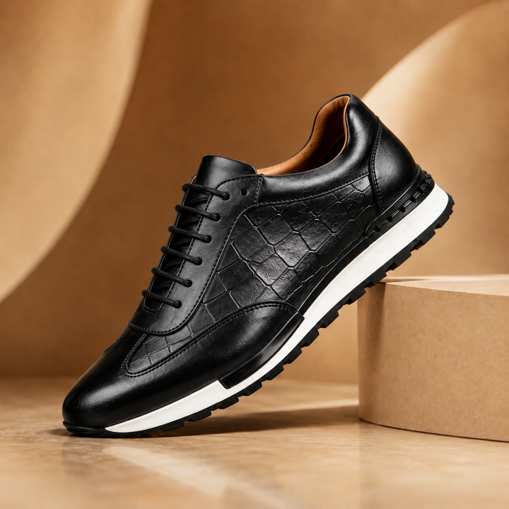 Men's Textured Leather Sneakers with Elegant Laces