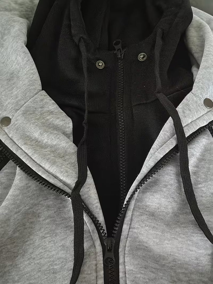 Griffiths Long-Sleeve Hoodie with Quarter Zip, view 8 - Elena Harper