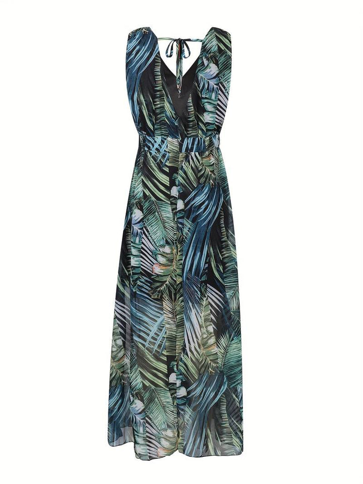 Abitha - Bohemian dress with cord and tropical print