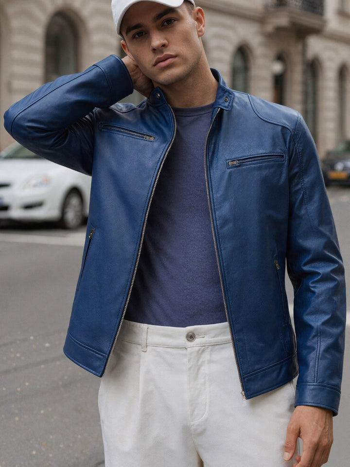 LAURENT MONACO | MEN'S HIGH COLLAR JACKET WITH ZIPPER