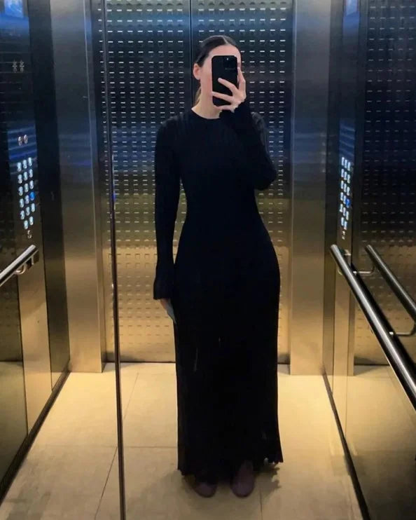 Women's Elegant Long Sleeve Midi Dress