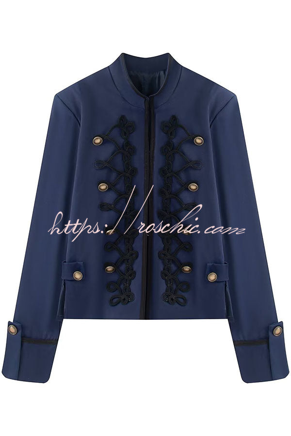French Romantic Metal Button-down Long Sleeve Napoleon Jacket