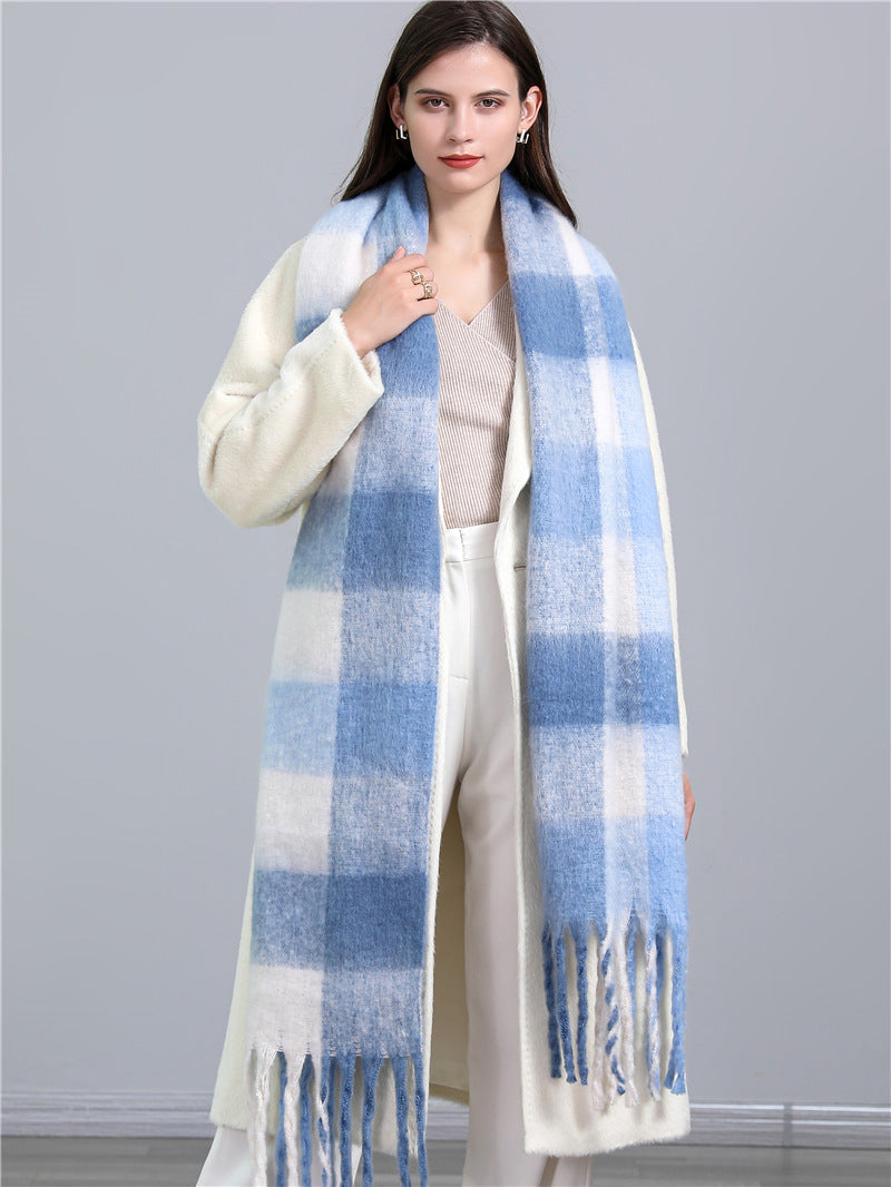 Wide Check Scarf for Women - Freya