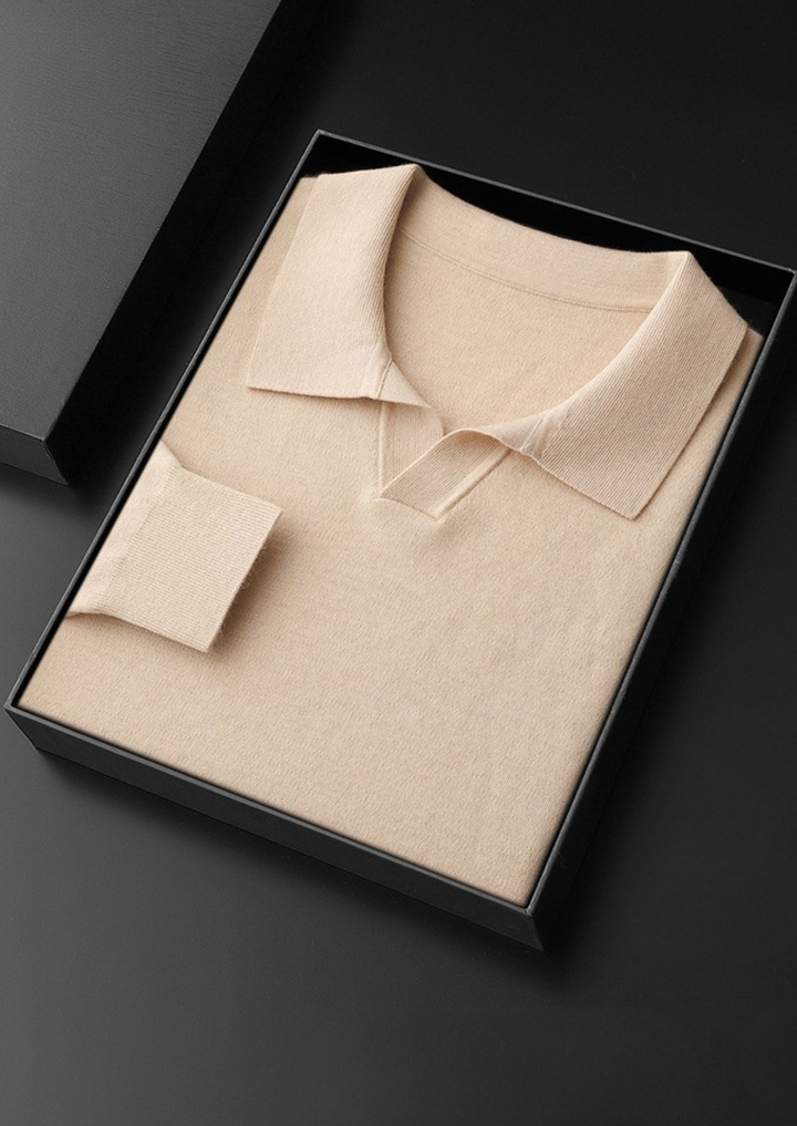 Emma & Rose cashmere buttonless sweater polo — premium knitwear
