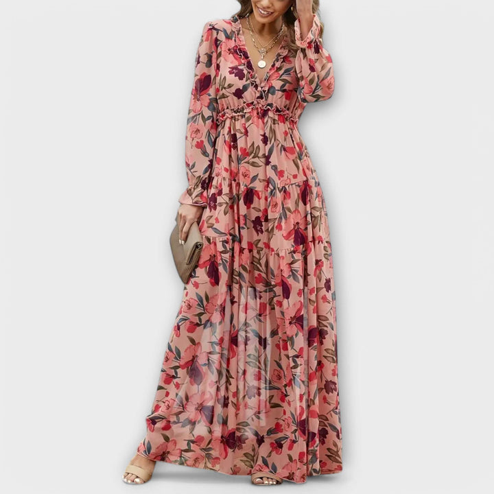 Elegant Ynah™ maxi dress by Emma & Rose Cape Town, flowing fabric with a stylish neckline, perfect for formal occasions.
