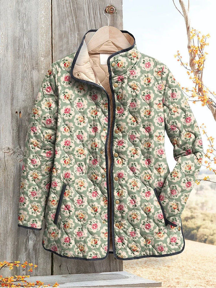 Women’s Vintage Sweet Jacket Art Print with Flowers