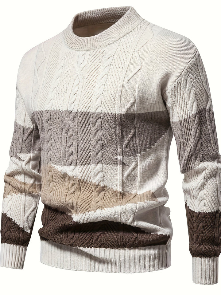 Simon Textured Colour-Block Sweater, view 2 - Elena Harper
