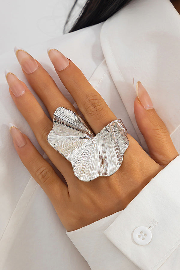 Fashion Irregular Ginkgo Leaf Shape Alloy Ring