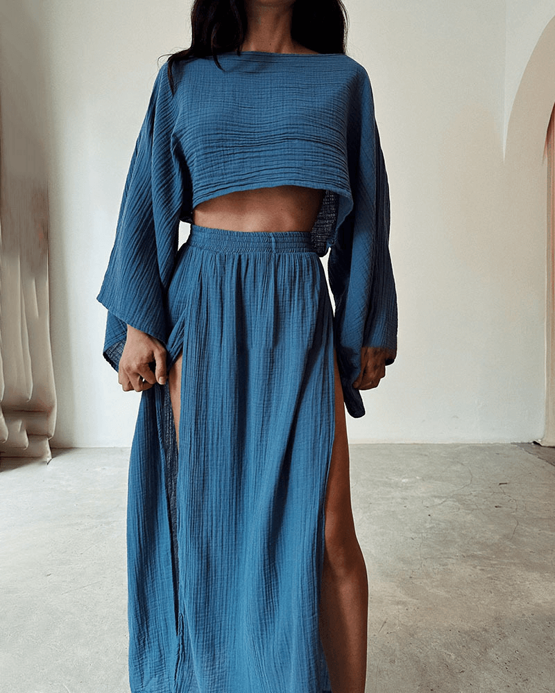 Women's Off-Shoulder Top and Maxi Skirt Set, view 5 - Elena Harper