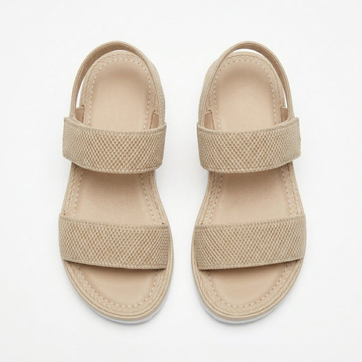 Beige Elastic Strap Platform Sandals Summer