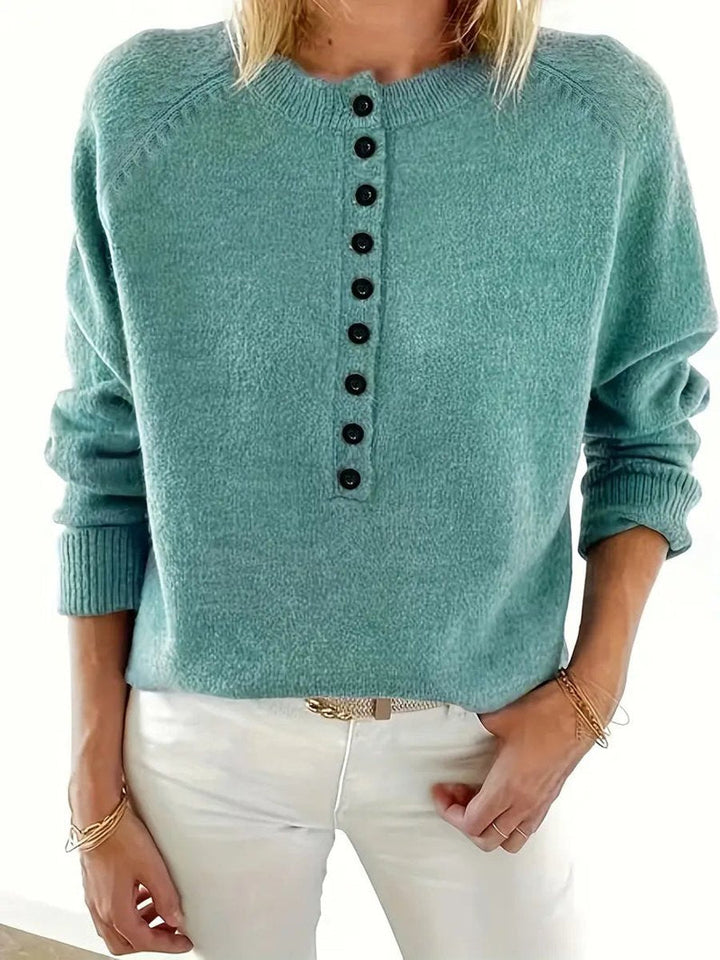 Clara | Stylish Knit Sweater with V-Neck and Button Placket