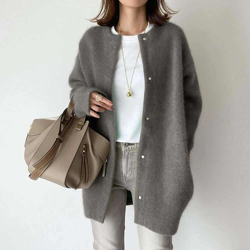 Women's Knitted Cardigan with Button Closure