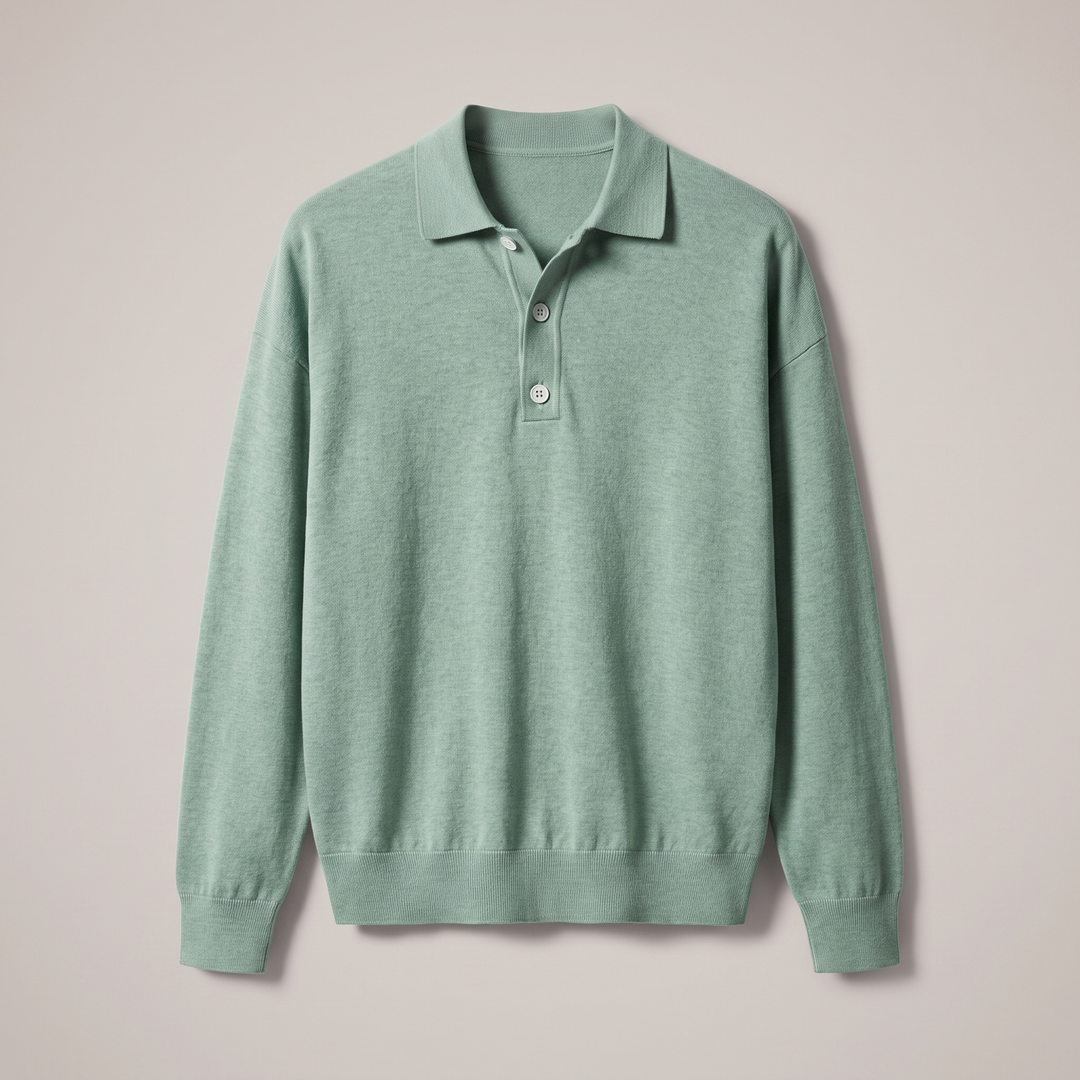 Niklas Elegant Men's Polo Shirt Made of Soft Wool-Cotton Blend, view 3 - Elena Harper