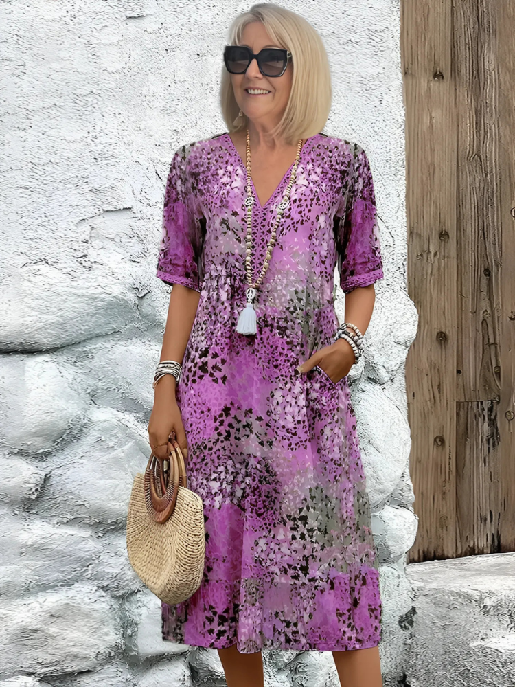 Isabella Vibrant Mid-Length Dress, view 7 - Elena Harper