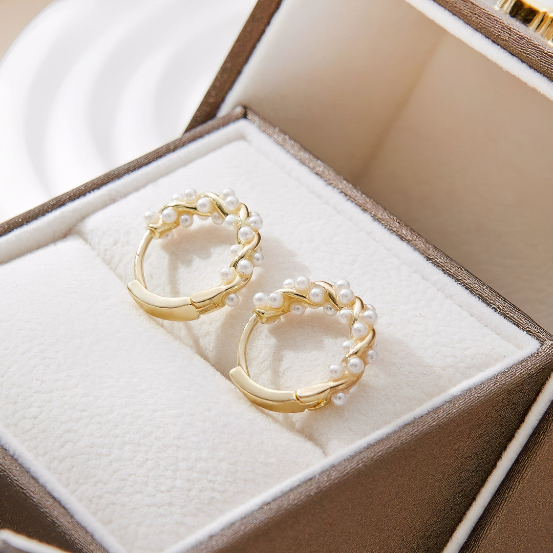 Ellie Braided Earrings with Round Details, view 4 - Elena Harper