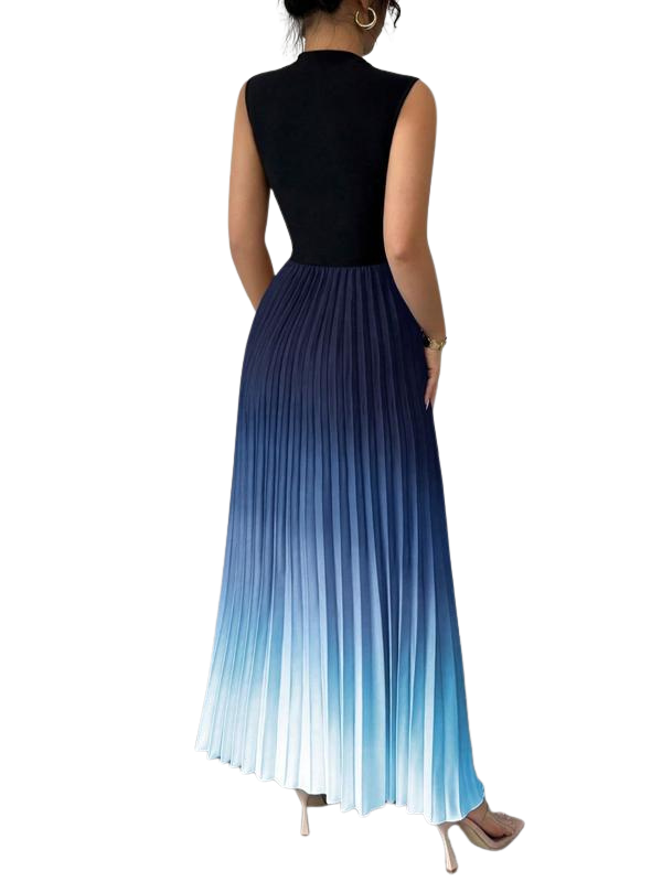 Ladies Maxi Dress Pleated with Collar, view 6 - Elena Harper