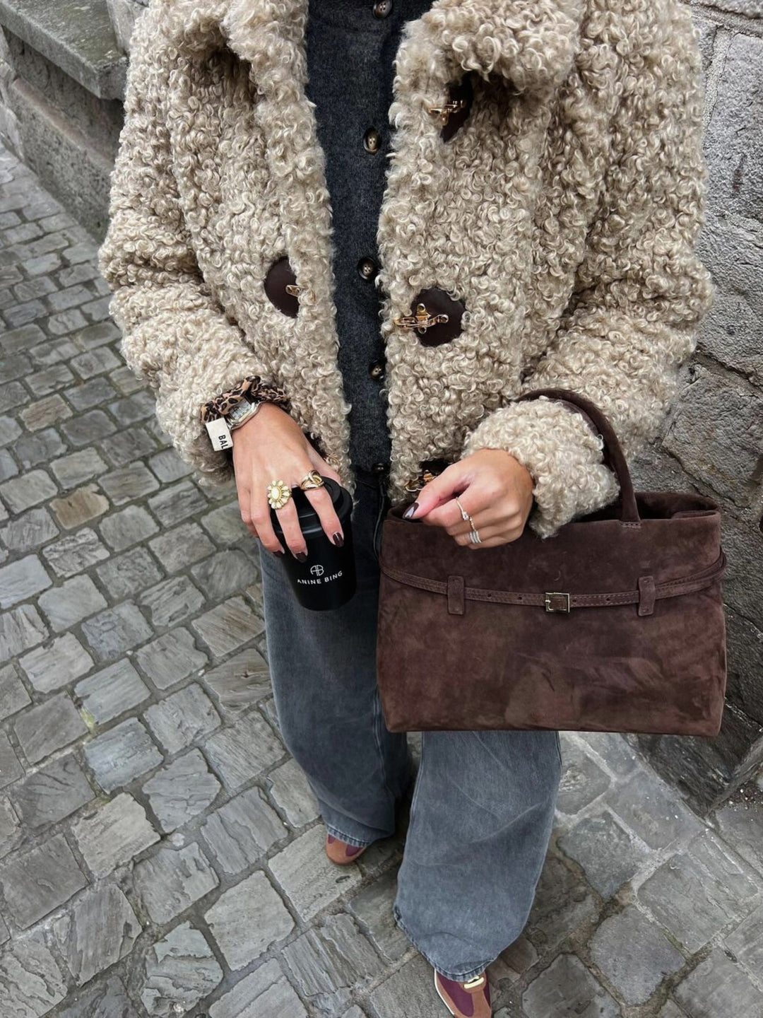 Rebecca Luxe Suede Shoulder Bag, view 2 - Elena Harper