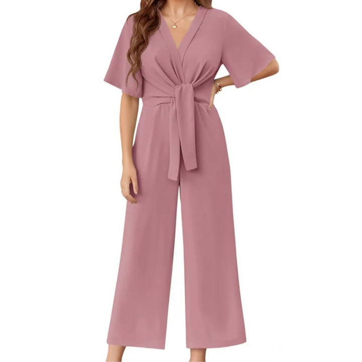 Gabriella Elegant Summer Tie Knot Jumpsuits, view 5 - Elena Harper