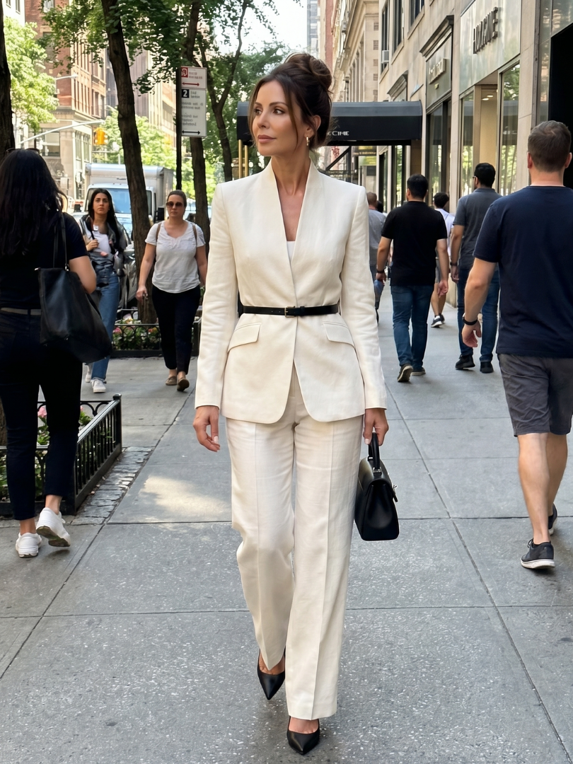 Delta Structured Stand Collar Tailored Suit - Elena Harper