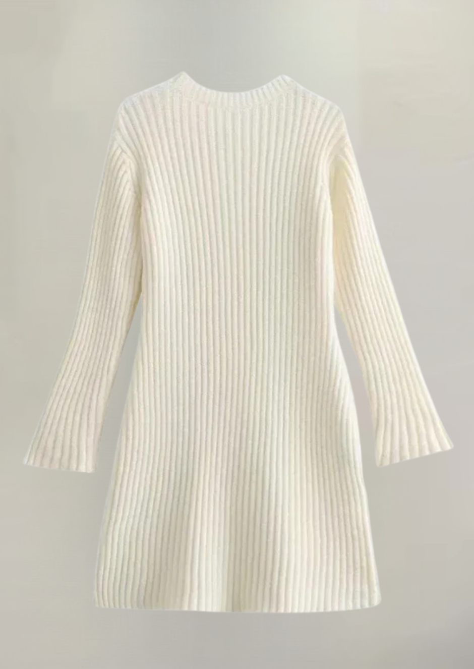 Faustine Elegant Ribbed Mini Dress, view 4 - Elena Harper