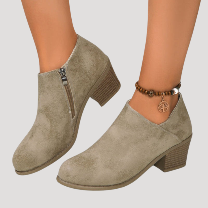Women's Heeled Ankle Boots with Round Toe