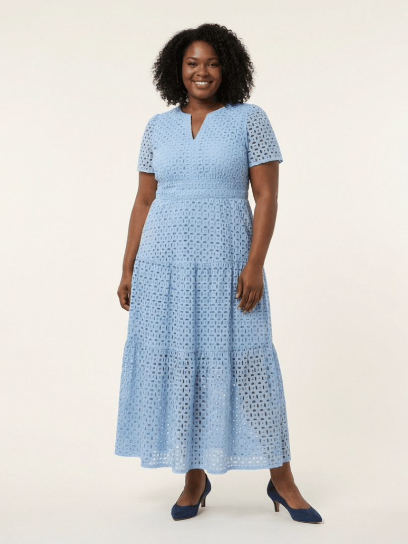 Emma & Rose Cape Town Brielle V-neck short dress, lightweight fabric, elegant fit, and stylish design shown on a model.