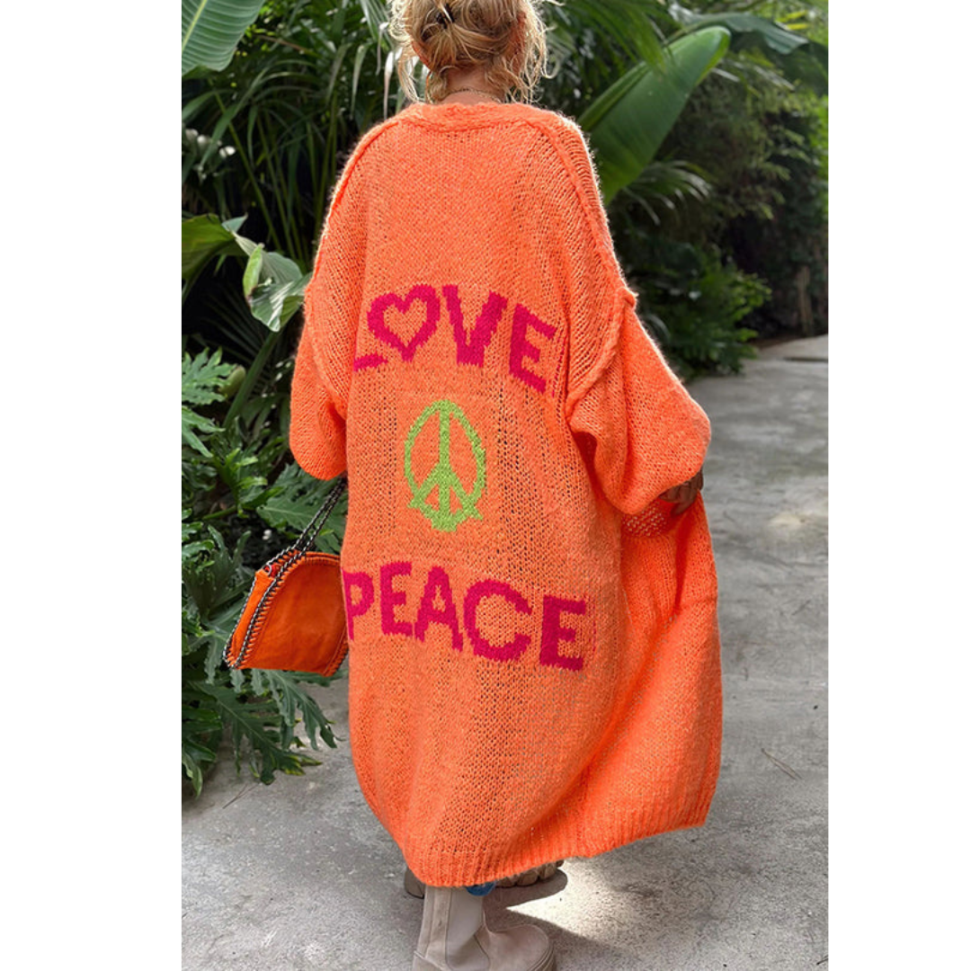 Women's Hippie Vibe Peace Cardigan - Express Your Style & Love