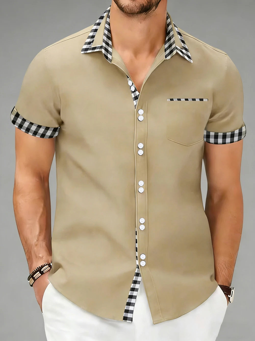 Gian Soft Checkered Shirt, view 2 - Elena Harper