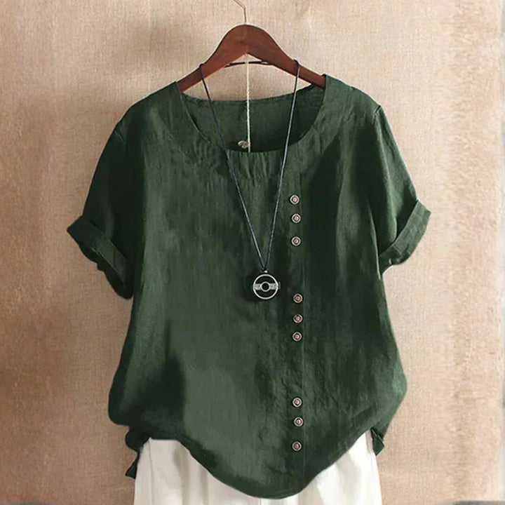 Serenity | Women's Casual Button Detail Linen Blouse
