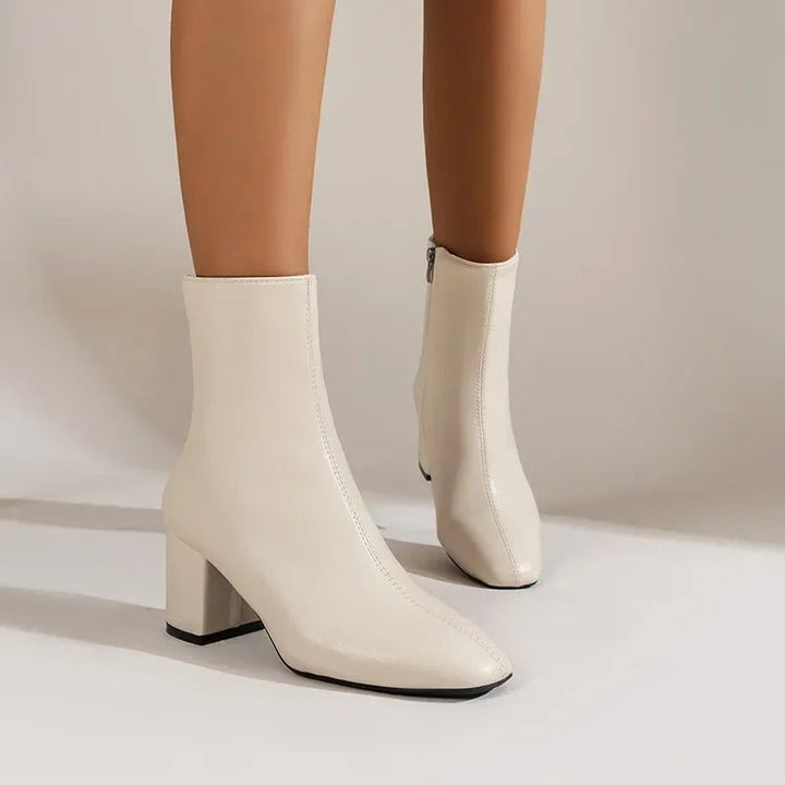 Women's Ankle Boots Minimalist Stable Heel with Zipper