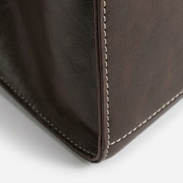 Vegan Leather Tote Bag with Zip Closure and Shoulder Strap for Women