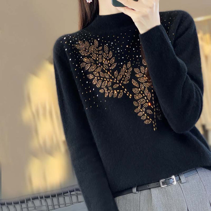 Knit Pullover with Leaf Pattern