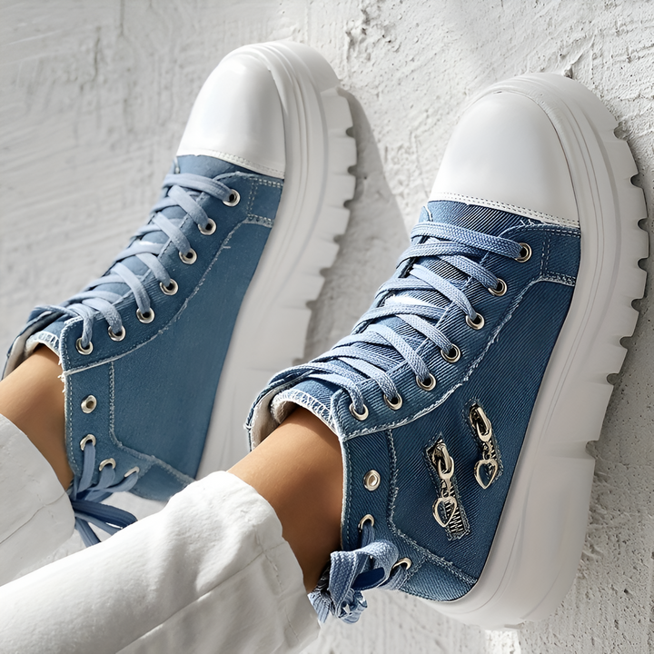 Elin™ | Comfortable High Sneakers with Denim